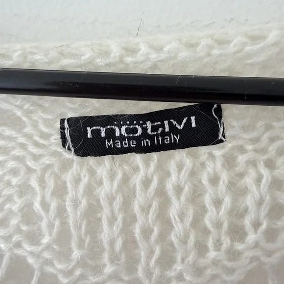 Open Knit Sweater Cream Sheer Lightweight Layering Top M Made In Italy Y2K - Picture 3 of 6